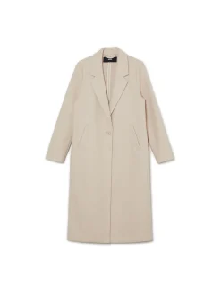 Kremowy długi płaszcz