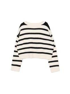 Kremowy sweter w czarne paski
