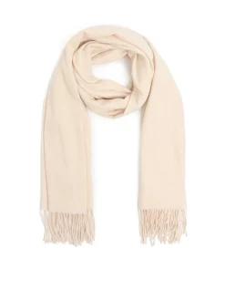 Kremowy szalik z frędzlami