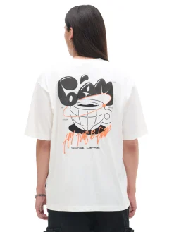 Kremowy T-shirt z kawą