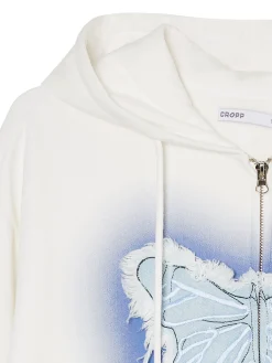 Krótka biała bluza z motylem