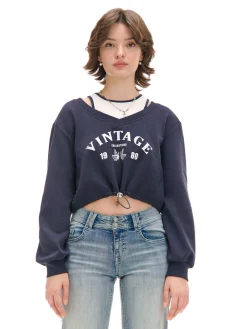 Krótka bluza z topem i nadrukiem