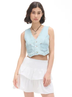 Krótka jeansowa kamizelka