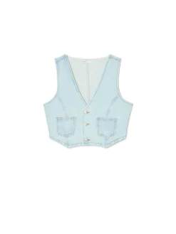 Krótka jeansowa kamizelka