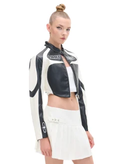 Krótka kurtka w stylu racing