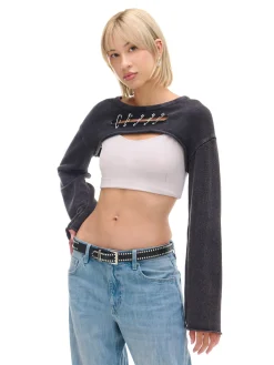 Krótki sweter z agrafkami