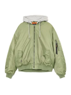 Kurtka bomberka z dzianinowym kapturem