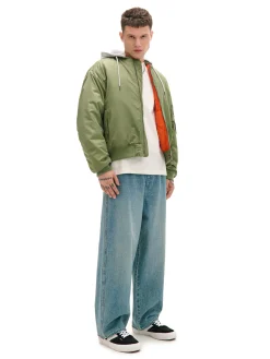 Kurtka bomberka z dzianinowym kapturem