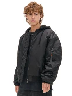 Kurtka bomberka z dzianinowym kapturem