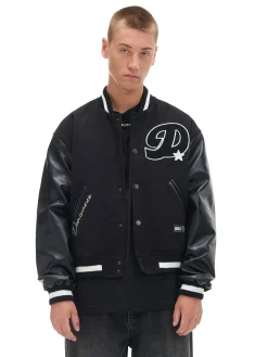 Kurtka bomberka ze skórzanymi rękawami