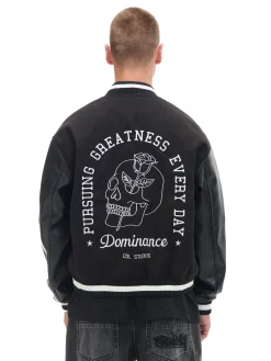 Kurtka bomberka ze skórzanymi rękawami