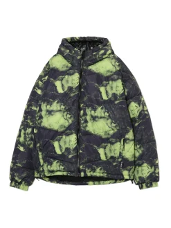 Kurtka puffer z kapturem i organicznym wzorem