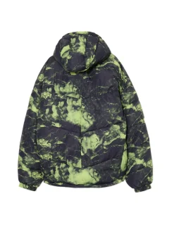 Kurtka puffer z kapturem i organicznym wzorem