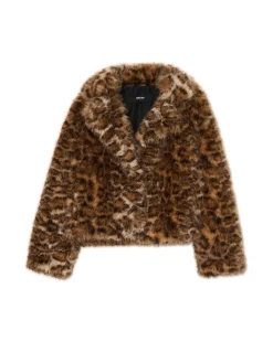 Kurtka z imitacji futra w panterkę