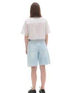 Luźna kremowa koszula crop