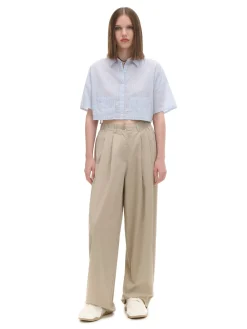 Luźna niebieska koszula crop