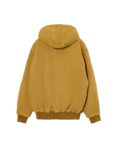 Miodowa kurtka bomber z kapturem