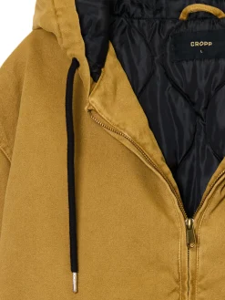 Miodowa kurtka bomber z kapturem