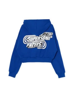 Niebieska bluza crop z kapturem Baltic Games