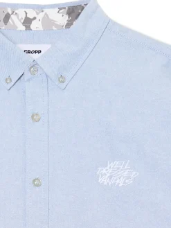 Niebieska koszula z ozdobnym wykończeniem