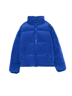 Niebieska kurtka puffer ze stójką