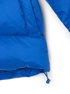 Niebieska pikowana kurtka z kapturem