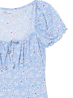 Niebieska sukienka midi w kwiaty