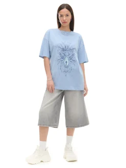 Niebieski T-shirt z pająkiem UNISEX