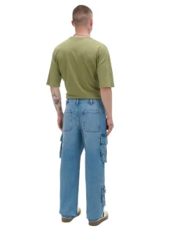 Niebieskie jeansy baggy z kieszeniami cargo