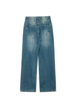 Niebieskie jeansy retro wide leg