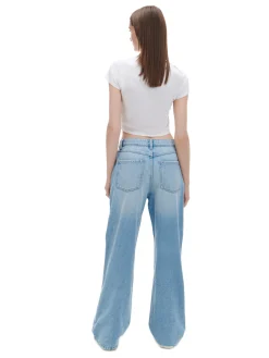 Niebieskie jeansy wide leg
