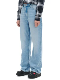 Niebieskie jeansy wide leg