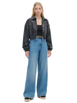 Niebieskie jeansy wide leg