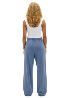 Niebieskie spodnie wide leg