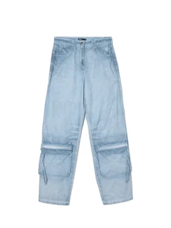 Niebieskie spodnie z kieszeniami cargo