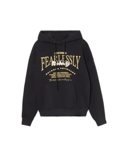 Ocieplana czarna bluza z kapturem