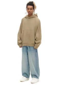 Oliwkowa bluza oversize z kapturem