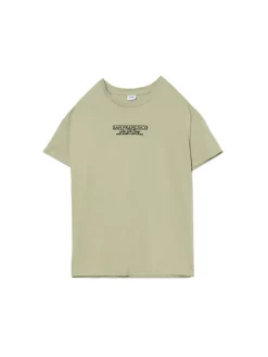 Oliwkowa koszulka oversize z napisem