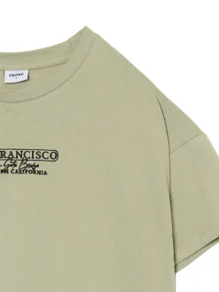 Oliwkowa koszulka oversize z napisem