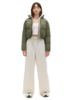 Oliwkowa kurtka puffer