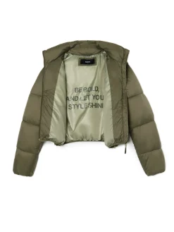 Oliwkowa kurtka puffer