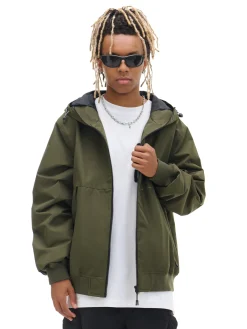 Oliwkowa kurtka z kapturem