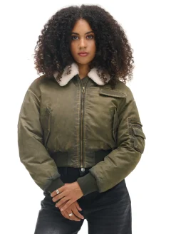 Oliwkowa kurtka z odpinanym kołnierzem