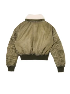 Oliwkowa kurtka z odpinanym kołnierzem