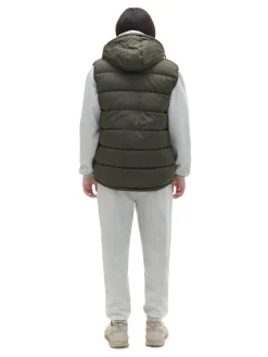 Oliwkowa pikowana kamizelka z kapturem