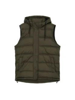 Oliwkowa pikowana kamizelka z kapturem