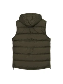 Oliwkowa pikowana kamizelka z kapturem