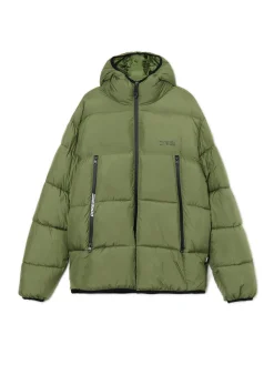 Oliwkowa pikowana kurtka puffer
