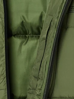 Oliwkowa pikowana kurtka puffer