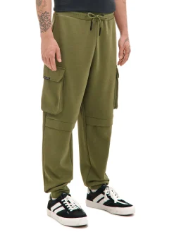 Oliwkowe dresowe joggery z kieszeniami